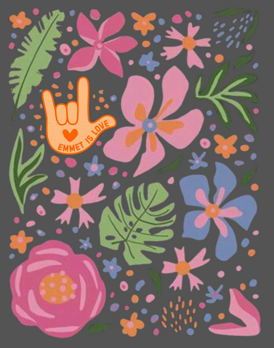 Emmet Is Love “Enough” Floral Graphic Hoodie