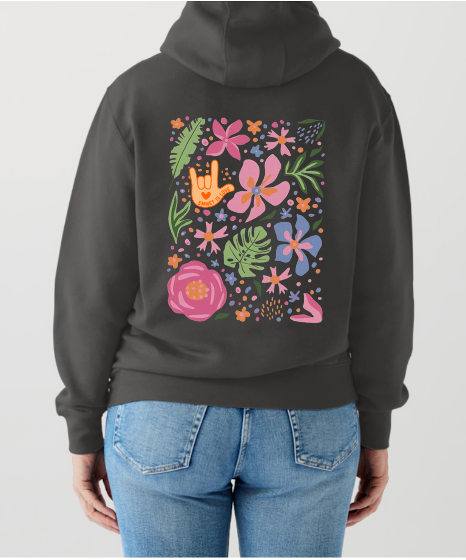 Emmet Is Love “Enough” Floral Graphic Hoodie